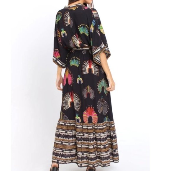 FARM Rio + Yawanawa Wonderful Feathers Headdress Print Maxi Dress - Picture 5 of 16